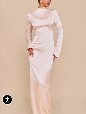 LABEL OYSTER SATIN COWL BACK MAXI DRESS NWT
